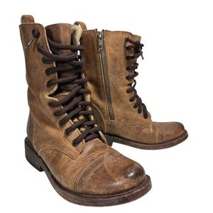 Freebird by Steven Chase Lace Up Side Zip Leather Combat Boots Women's Size 6